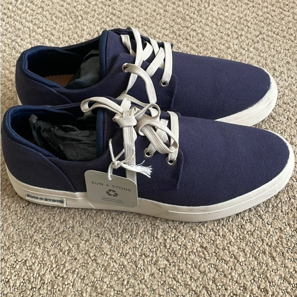 Brand New with tag Sun + Stone Men's Navy Canvas Sneakers